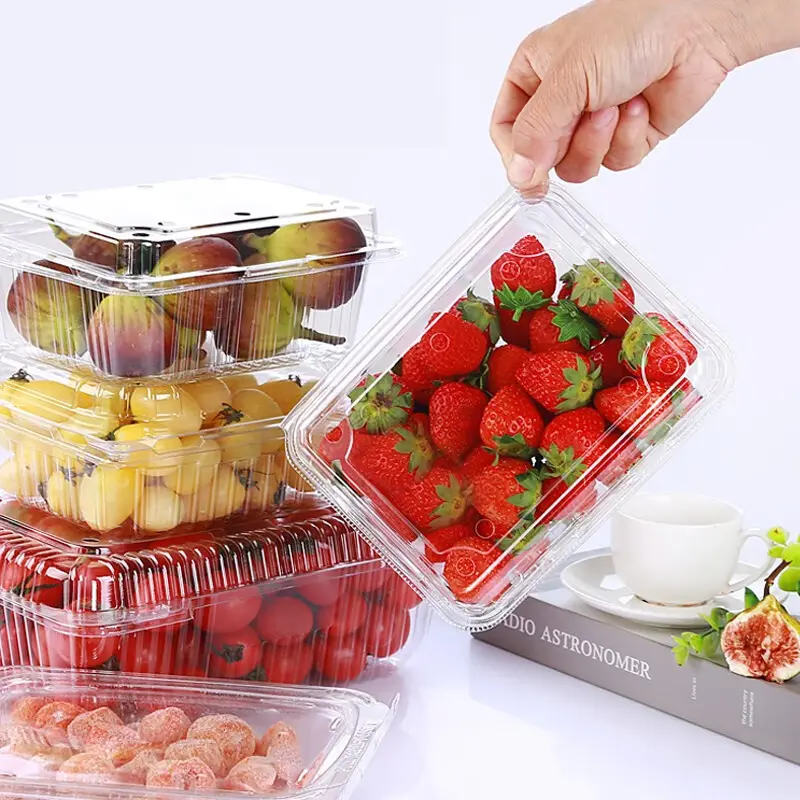 Clear Clamshell Fruit Groente Verse Doos Food Grade Pet Plastic Wegwerp Fruitdoos