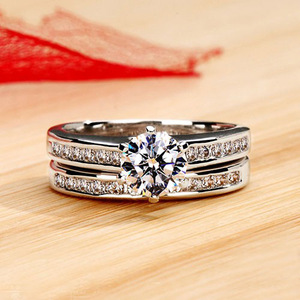 Anello Solitario a Sei Punte, Set di Anelli Classici Stile Matrimoniale per Donne - Product Image 2