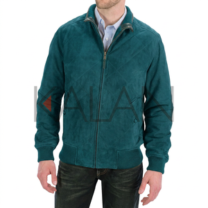 Chaqueta de Cuero de Vacuno de Alta Calidad KLJM10, con Cuello Alto de Lona, Costuras de Diamante, Transpirable y Resistente al Viento para Hombre, Primavera - Product Image 5
