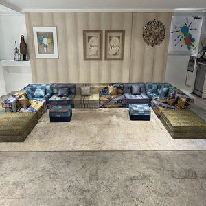 Divano letto minimalista a forma di U allungabile divano letto <span class=keywords><strong>accogliente</strong></span> Mahjong modulare appartamento Set in tessuto con spugna per ville - Product Image 2