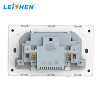 Enchufe de Pared LEISHEN Tipo-C PD de 20 W con Interruptor de Doble Polo, 2 Tomas, Carga Rápida, Enchufe de Pared para Reino Unido con USB 13A, Inserciones de Acero Cepillado Gris