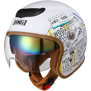 BYB/RNG autocollant blanc mat BY-717ABS3/4 visage casque de moto tout-terrain visage ouvert unisexe casque de moto - Product Image 1