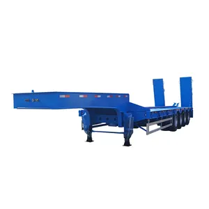 13m 3 4 5 Axle Hydraulic Ramp Lowbed Truck 60 70 80 90 100 Ton New Low Loader Bed Semi Trailer Trailers For Sale