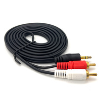 Headphone Splitter 2 in 1 kabel adaptor Audio 3.5mm 2 kabel RCA AV Audio 3.5mm Stereo Jack ke kabel RCA 3.5mm untuk Speaker