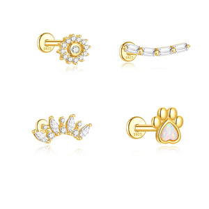 Pendiente de Plata de Ley 925 con Ópalo y Circonita, Diseño Único y Moderno para Chicas - Product Image 1