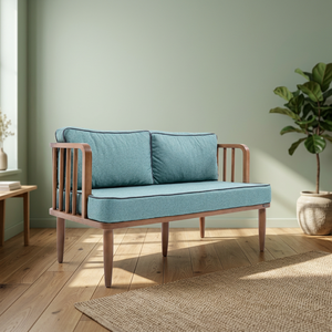 Sofá Tapizado en Turquesa con Estructura de Madera, Sofá Lounge Moderno para Sala de Estar o Patio - Product Image 3