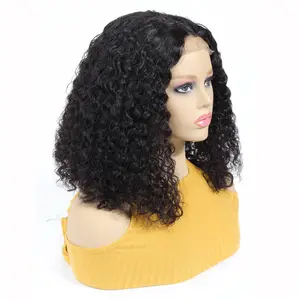 Express Delivery YesWigs Wholesale Closure Lace Front Wig Natural Color Mongolian Kinky Curly Human Remy Hair Bob Wig Dropship