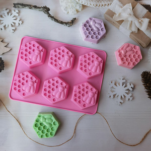 6-khoang hình lục giác Bee Silicone khuôn cho Ice Cream Jelly bánh pudding xà phòng Baking DIY tinh dầu xà phòng & bánh sandwich bánh mì - Product Image 1