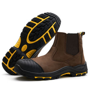 Botas de Seguridad L608 OEM ODM Impermeables de Cuero de Grano Completo, Color Negro, con Puntera de Material Compuesto, Corte Medio, Sin Metal, Botas de Trabajo Chelsea para Minería - Product Image 1