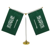 Drapeau de bureau en polyester de l'Arabie Saoudite, drapeau national, mât en acrylique, impression par transfert thermique double face, réglable, durable