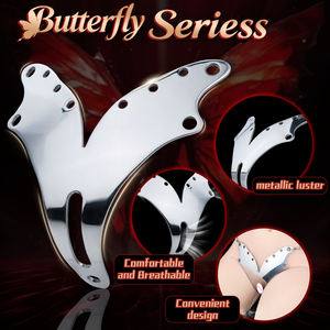 Dispositivo <span class=keywords><strong>de</strong></span> <span class=keywords><strong>castidad</strong></span> <span class=keywords><strong>de</strong></span> acero inoxidable para principiantes, <span class=keywords><strong>jaula</strong></span> <span class=keywords><strong>de</strong></span> mariposa para mujeres con arnés SM <span class=keywords><strong>de</strong></span> cuero ajustable para parejas - Product Image 2