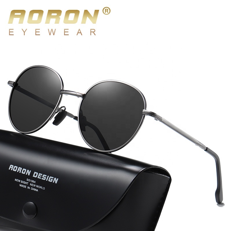 Aoron Fashion Brand 2022 Design Foldable Tac Polarized Sunglasses Retro Circle Folding Sunglasses Men's Sunglasses Women A614