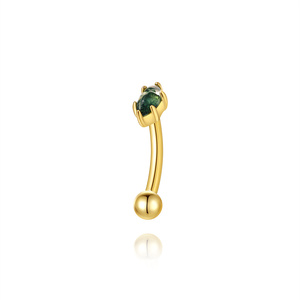 Pendiente de barra curva chapado en oro de plata de ley 925 con rosca interna y doble cabeza para mujer - Product Image 6