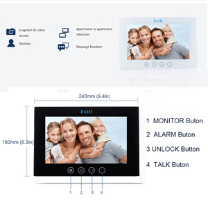 10-Inch Waterproof Color Camera Video <strong>Intercom</strong> for 4 Families <strong>2</strong>-Wire Multi-Apartment Video Door <strong>Phone</strong> with 4 <strong>Buttons</strong> - Product Image 2