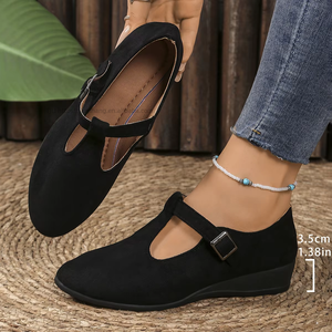 Zapatos de tacón de cuña de ante para mujer, talla grande, estilo británico, con punta hueca, sin cordones, novedad de otoño, venta al por mayor 43 - Product Image 4