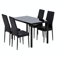Ensemble de table et chaises de salle à manger rectangulaire moderne, table en verre, structure en fer, meubles de salle à manger blancs