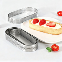 En stock : Moule à pâtisserie ovale perforé en acier inoxydable, cercle à mousse, cercle à tarte française, moule à cheesecake, moule à gâteau de riz, compatible four