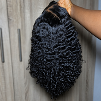 Perruque sans colle en cheveux naturels bruts avec dentelle frontale HD 13x6, prête à porter, bouclée, effet vague d'eau