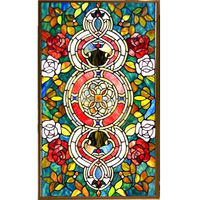 Panneaux de vitraux en verre trempé double couche de style européen faits à la main et personnalisés pour la décoration de portes, fenêtres et murs rideaux