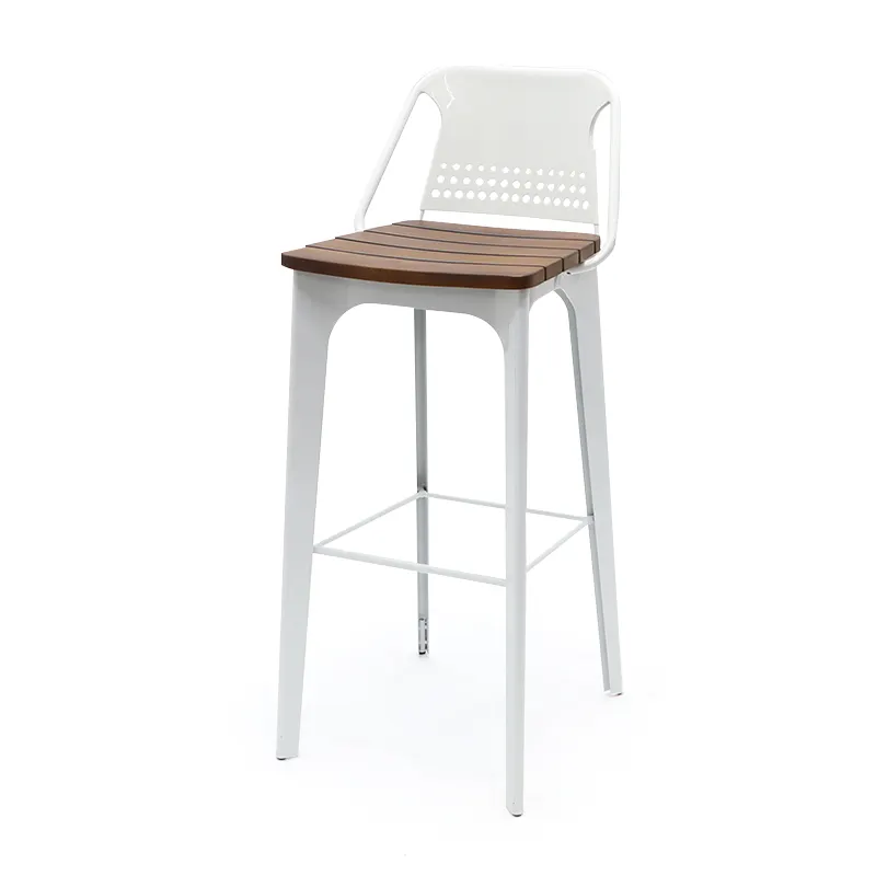 Низкая спина барный стул мебель коммерческий открытый Крытый Ресторан барный стул с пластиковым деревянным сиденьем