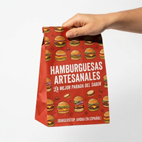 Sac en papier kraft personnalisé avec logo SOS sans poignée pour emballages de restauration rapide, hamburgers, frites, à emporter