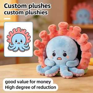 Peluche de Pulpo Triste Personalizado con Tentáculos Caídos y Ojos Llorosos, Juguete de Apoyo Emocional con Temática Oceánica, Ideal para Amantes del Mar - Product Image 1