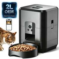 Comedero Automático para Gatos OEM de 2L con Cámara HD Integrada, Control Remoto WiFi a Prueba de Agua, Dispensador Inteligente de Comida para Mascotas con Temporizador, Diseño Moderno