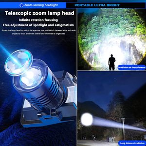 Linterna LED de Camping RTS de Alta Luminosidad 1200LM, Impermeable IP44, Recargable por USB, con Haz Ajustable y Montaje en la Cabeza - Product Image 6