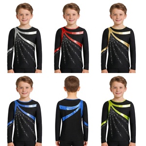 Ropa de Práctica de Danza al por Mayor para Niños de 6 a 16 Años, Traje de Patinaje Artístico con Parches Metálicos para Gimnasia y Danza - Product Image 1