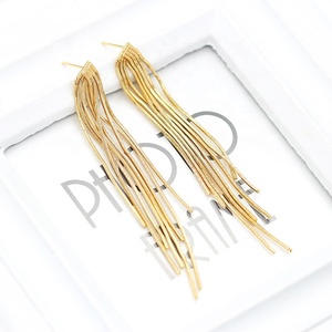 Jiexing Fashion <strong>Silver</strong> Needle Women's <strong>Earrings</strong> 14K Gold Plated Tassel <strong>Chain</strong> <strong>Earring</strong> Studs Customized Jewelry Accessories - Product Image 5