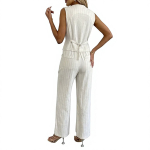 Ropa <span class=keywords><strong>de</strong></span> Talla Grande para <span class=keywords><strong>Mujer</strong></span>, Conjunto <span class=keywords><strong>de</strong></span> 2 Piezas, Chaleco <span class=keywords><strong>de</strong></span> Lino y Pantalones Anchos, Adecuado para Ocasiones Formales y Casuales, Plazo <span class=keywords><strong>de</strong></span> Entrega <span class=keywords><strong>de</strong></span> 15 Días - Product Image 2