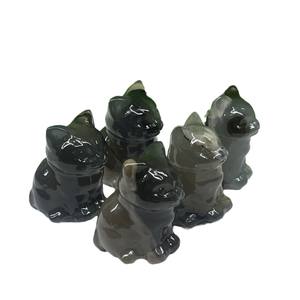 Venta al por mayor de cristal natural de ágata volcánica lindo pequeño gato adorno de cristal - Product Image 5