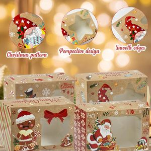 Paquete de 12 Cajas de Papel Kraft Transparentes con Diseño de Muñeco de Nieve, Hombre de Jengibre, para Regalos, Dulces y Fiestas Navideñas - Product Image 4