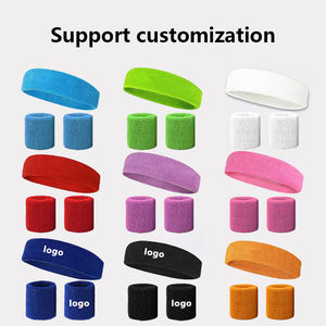 Özel emici ter bandı pamuk koşu erkekler için basketbol spor bileklik ter bandı saç bandı seti - Product Image 2