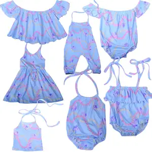 Stock Baby Summer Hawaiian Floral Printed Rope Bubble Pure Cotton Leo Baby Adjustable Straps Trousers Romper