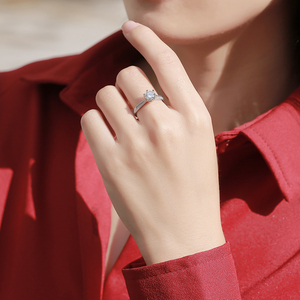 Anillo de compromiso de diamantes de plata esterlina <span class=keywords><strong>Moissanite</strong></span> Eternity para mujer - Product Image 5