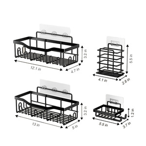 Kitchen Metal Corner Storage Rack Shelf with Adhesive Triangle Punch-Free Wall Mounted Toilet Bathroom Shower Caddy Organizer