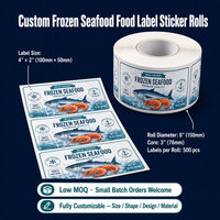 Rouleaux d'étiquettes alimentaires personnalisées pour fruits de mer surgelés, thermiques, écologiques, sans BPA, compatibles avec les imprimantes de balance