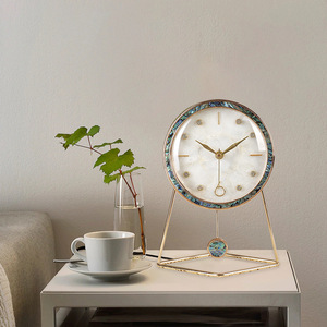 Seashell Desk Clock Circular Quartz Movement Home Decor Elegant Table Clock For Living Room Interior Design Ornament - Product Image 2