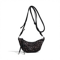 Bolso Bandolera Retro de Mujer con Estampado de Leopardo, Otoño/Invierno 2026, de Poliéster con Cremallera, Correa Única, a la Moda y Combinable con Todo