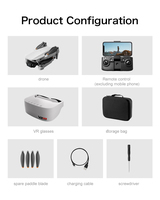 Drone FPV WiFi 2.4G AERI100 avec lunettes de réalité virtuelle, caméra double 4K EIS, quadricoptère RC, jouets pour adultes et enfants, cadeaux