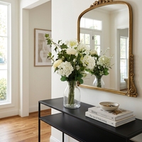 Buket Bunga Artifisial Putih & Krem, Rangkaian Hydrangea Peony Sentuhan Asli untuk Dekorasi Meja Pernikahan dan Rumah
