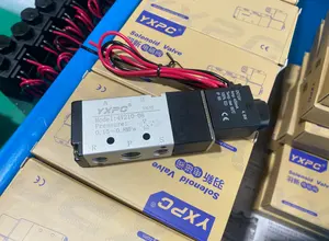 NPT BSP G AC DC 24v 110v 220v 380v 공기 푸시 커넥터 선도 와이어 12v 1/4 단일 5 방향 솔레노이드 공압 밸브