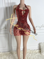 Robe de soirée sexy en strass argentés Ocstrade Fashion Design, robe en maille scintillante avec cristaux, tenue d'anniversaire, robe mini bleue pour club