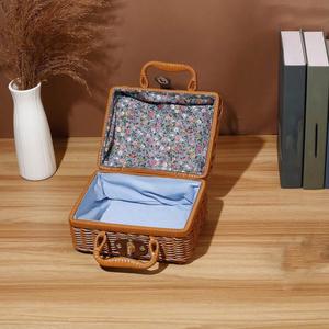 Picnic Luggage Handmade Rattan Woven <b>Storage</b> Case Makeup Holder Travel <b>Suitcase</b> Wicker Basket Sundries Organizer Box - Product Image 4