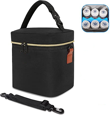 Сумка-Холодильник Для грудного молока, подходит для 6 детских бутылочек объемом до 9 унций, Изолированная Детская сумка-холодильник для бутылочек на ходу с ремешком, охладитель для детской бутылочки