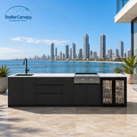 Cuisine extérieure de luxe moderne pour appartement, armoire Teppanyaki, ensemble de cuisine modulaire en acier inoxydable de haute qualité, design personnalisé, grill