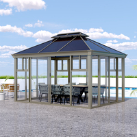 Auvent moderne d'extérieur en aluminium et polycarbonate massif pour véranda, idéal pour la vente en gros, 300*400cm, serre de patio à énergie solaire