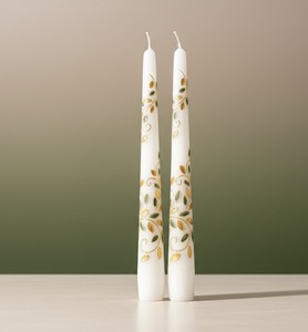Hand Painted Soy Wax & Paraffin Wax <b>Taper</b> <b>Candles</b>-Woody Smokeless Fragrance for Christmas Holiday Use Everyday Special Occasions - Product Image 1
