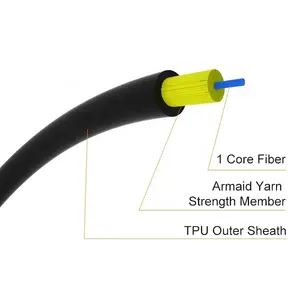 TPU round drop cable GJFJU 1F-12F micro ADSS 3.0mm optical fiber cable indoor cable